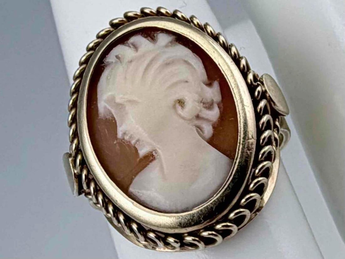 14K Shell Cameo Ring - 3