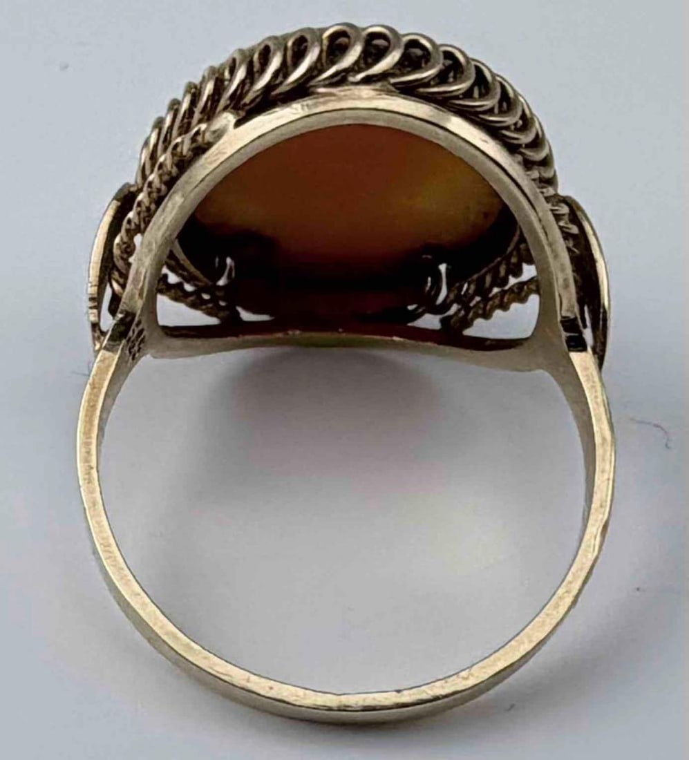 14K Shell Cameo Ring - 4