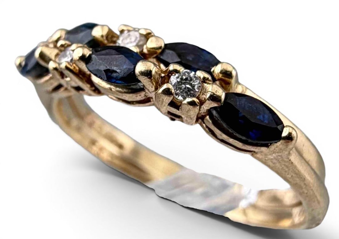 Pair Of 14K Blue Sapphire & Diamond Rings (1 of 5)