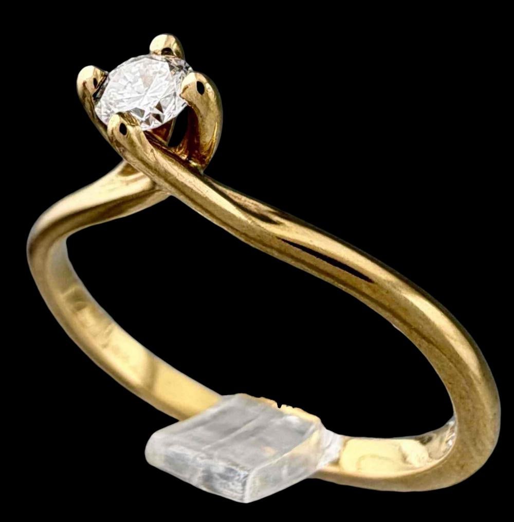 Vintage Jabel 18K Diamond Solitaire Ring: Vintage Jabel 18K Diamond Solitaire Ring, 2.6g. Signed "JABEL," marked 18K. Diamond approximately 3.3mm. Approximate ring size 7.5. ALL CREDIT CARDS WILL BE MANUALLY VERIFIED PRIOR TO SHIPMENT.