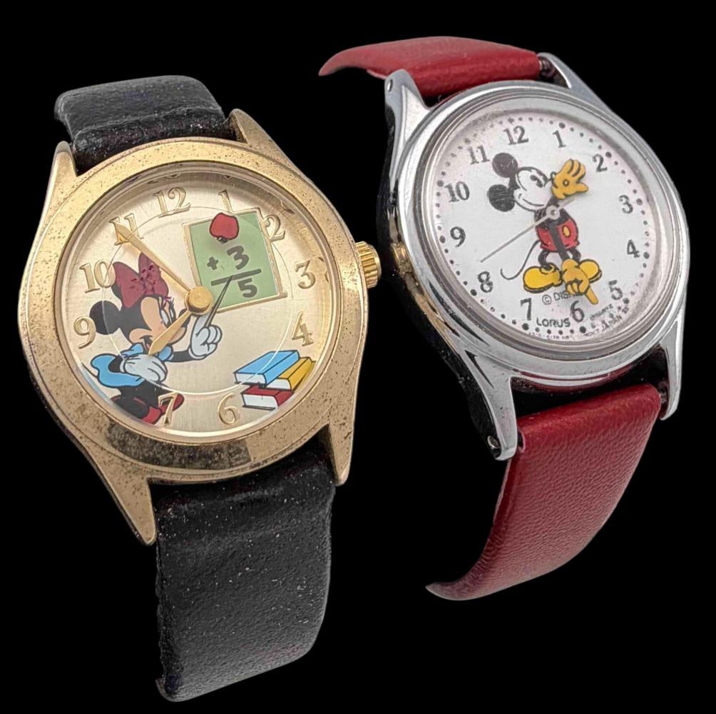 Two Vintage Mickey & Minnie Mouse Disney Watches, Ca. 1970's (1 of 9)