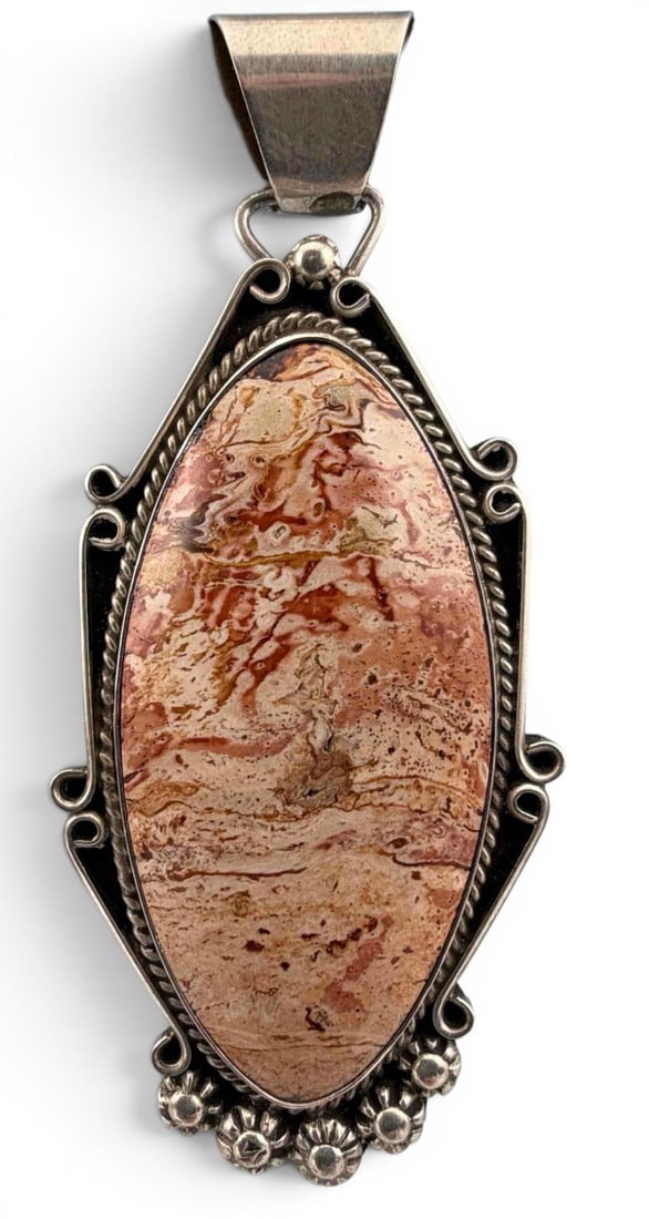 Kathleen Chavez, Navajo Sterling Silver Jasper Pendant (1 of 5)