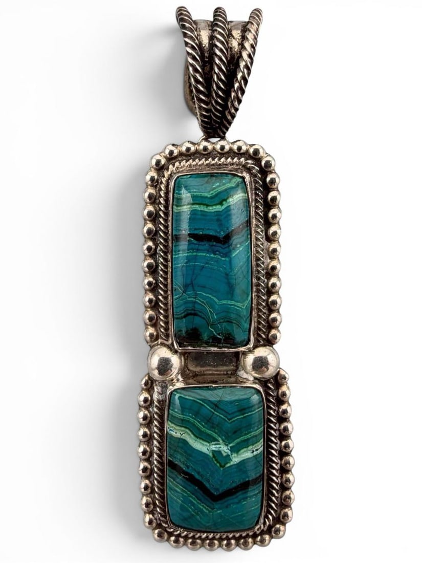 Navajo Sterling Silver River Turquoise Pendant (1 of 6)