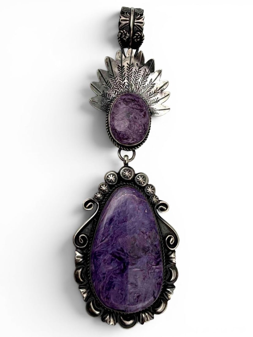 Robert Shakey, Large Navajo Sterling Silver Sugilite Pendant (1 of 5)