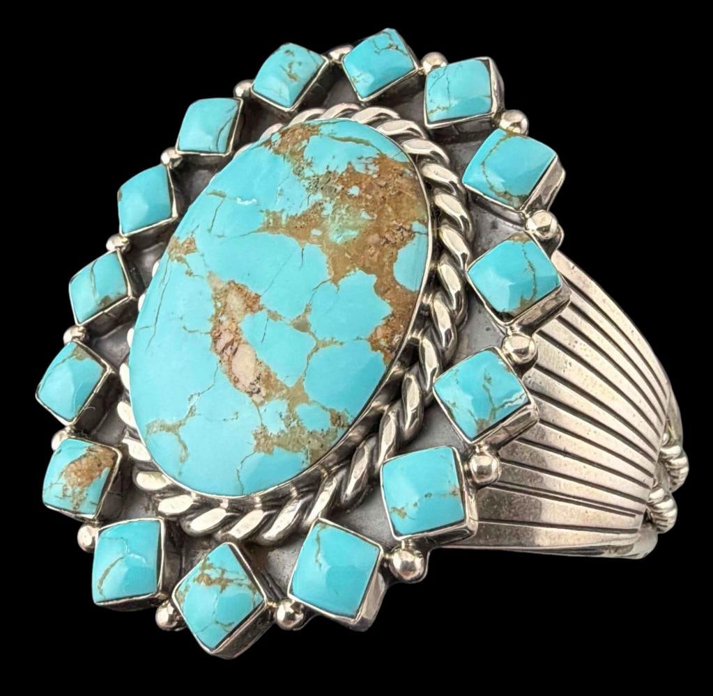Navajo Sterling Silver Turquoise Cuff Bracelet (1 of 9)