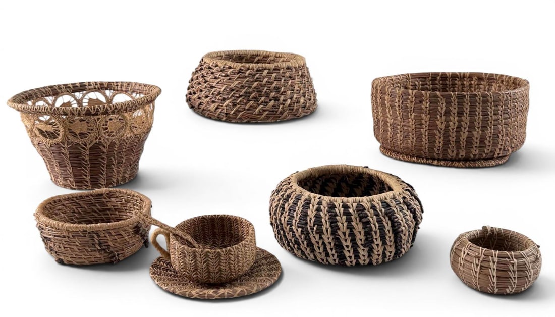 Grouping Of Native American & Other Pine Needle Basketry Items (1 of 18)