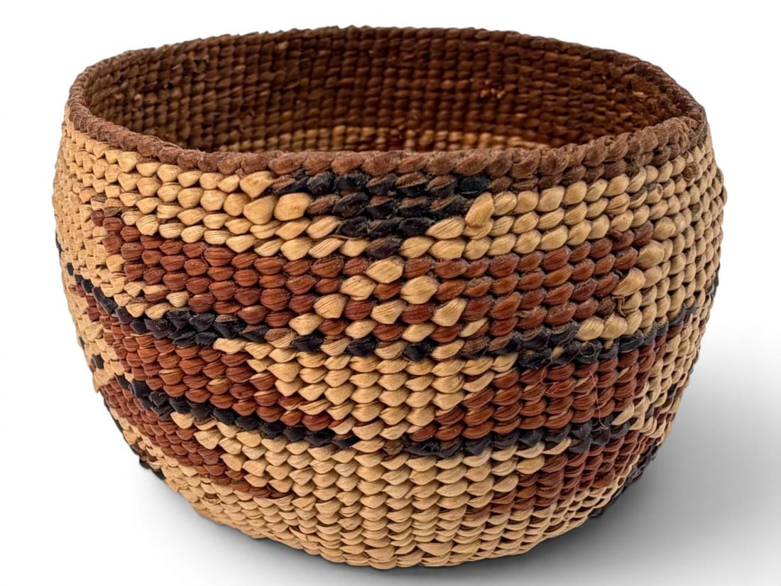 Hupa Yurok Karuk Polychrome Miniature Basket (1 of 7)