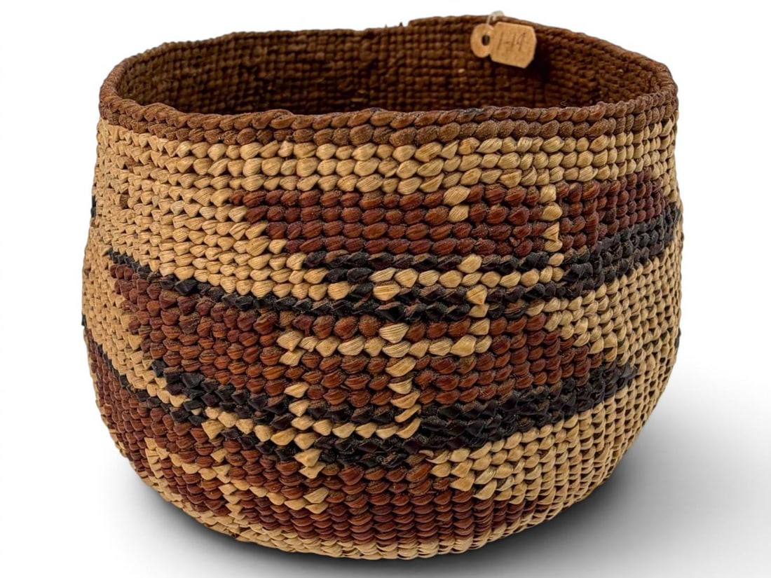 Hupa Yurok Karuk Miniature Basket, Obsidian Blade Motif (1 of 7)