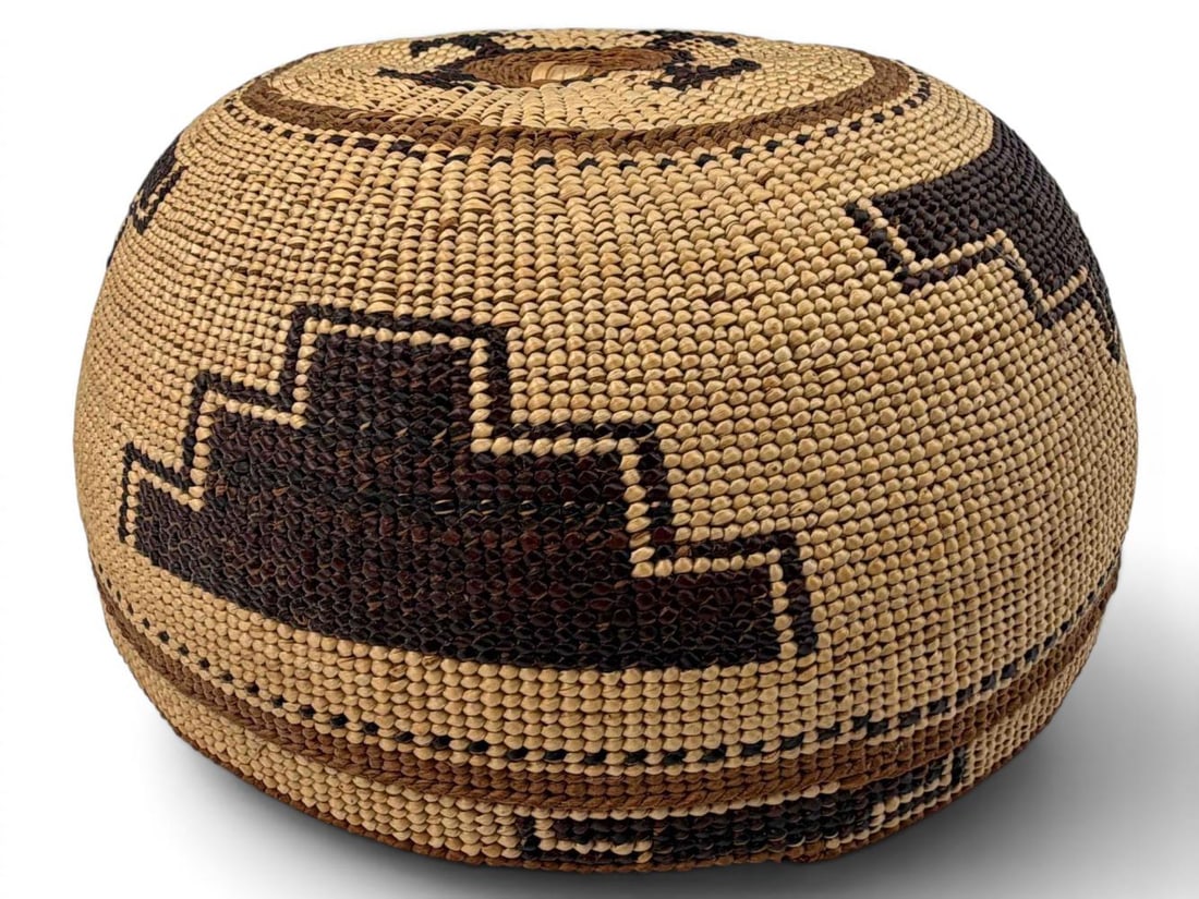 Hupa Yurok Karuk Native American Basket Hat With Stepped Motif (1 of 8)