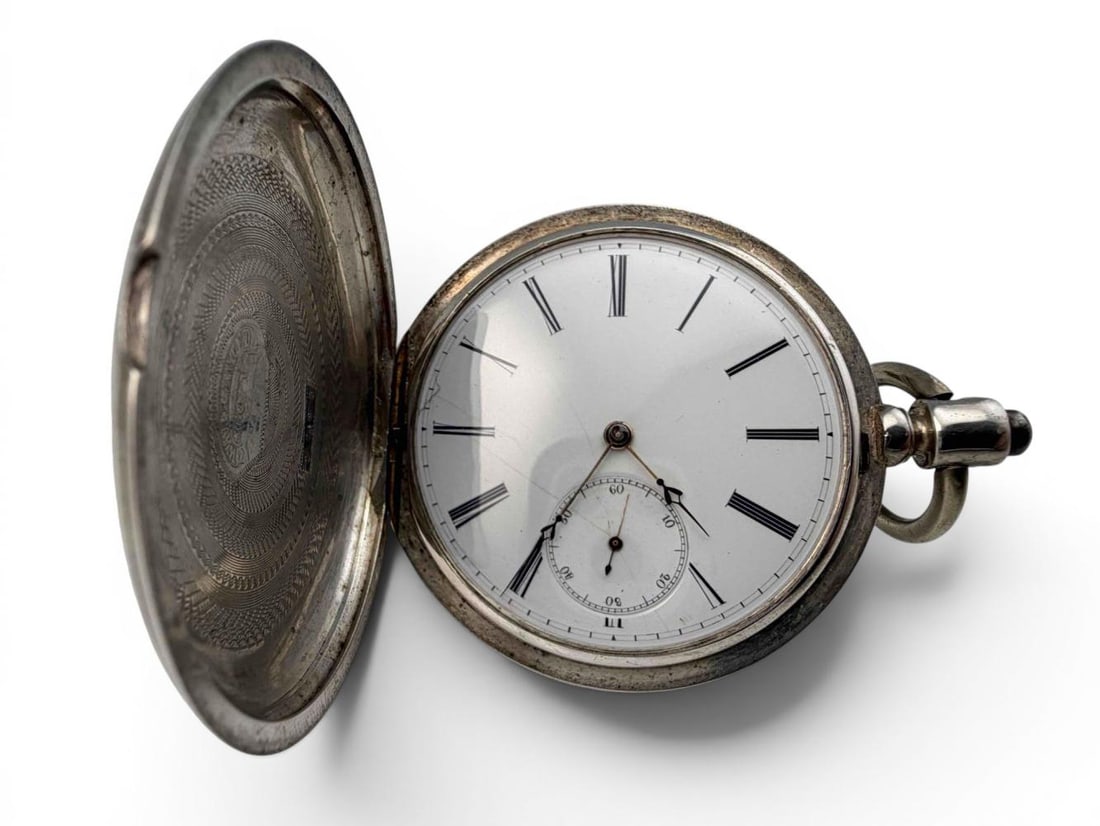 Coin Silver Hunter Case Key Wind Pocket Watch: Coin Silver Hunter Case Key Wind Pocket Watch. Case marked: "Warranted Coin Silver 2783." Inner case engraved "Levy Santa Barbara No. 2783." Movement and dial unsigned. Includes key (fits only smaller