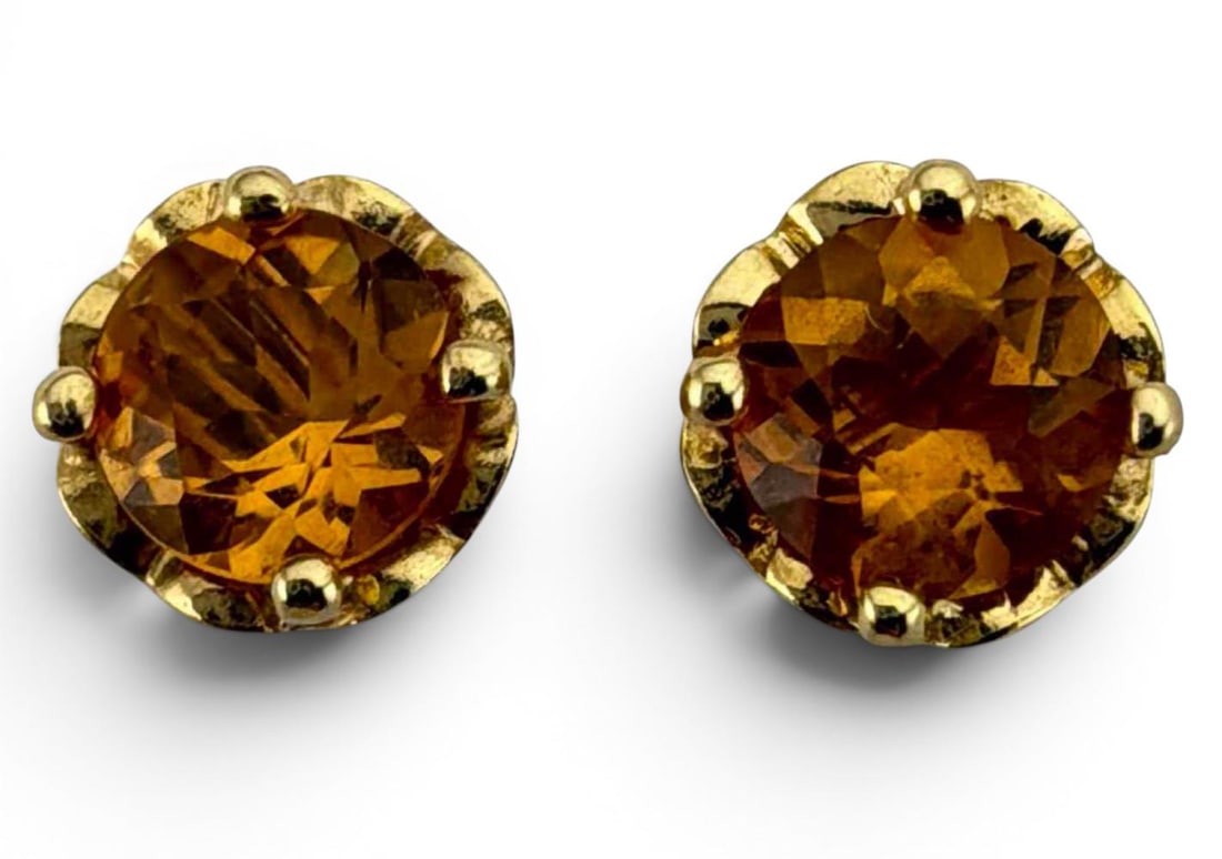 18K Yellow Gold Citrine Earrings, Attributed To Pasquale Bruni,: Pasquale Bruni (Attributed), Italian 18K Gold Citrine Earrings, 1.9g. Marked 18K. Unsigned, accompanied by a 1999 Mayor’s Fine Jewelers receipt identifying them as Pasquale Bruni. Settings featu