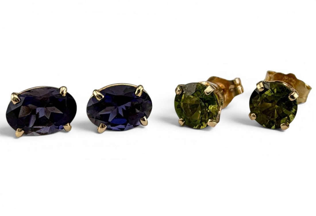 14K Gem Set Earrings - 3