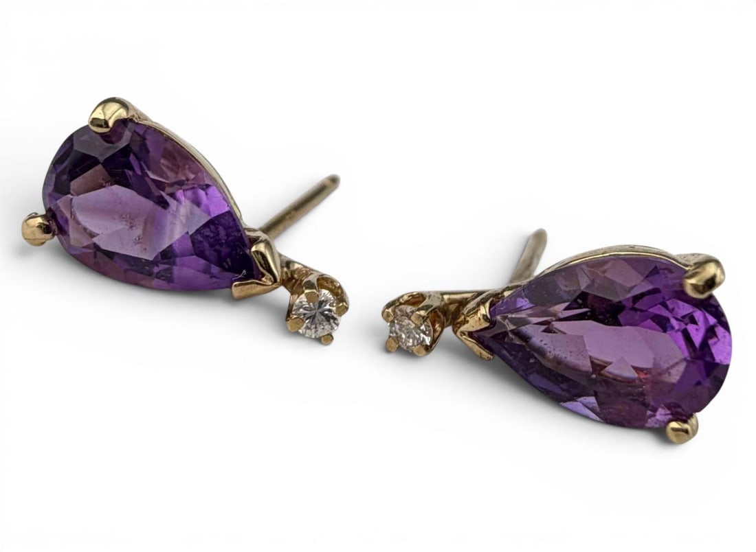 14K Gem Set Earrings - 5