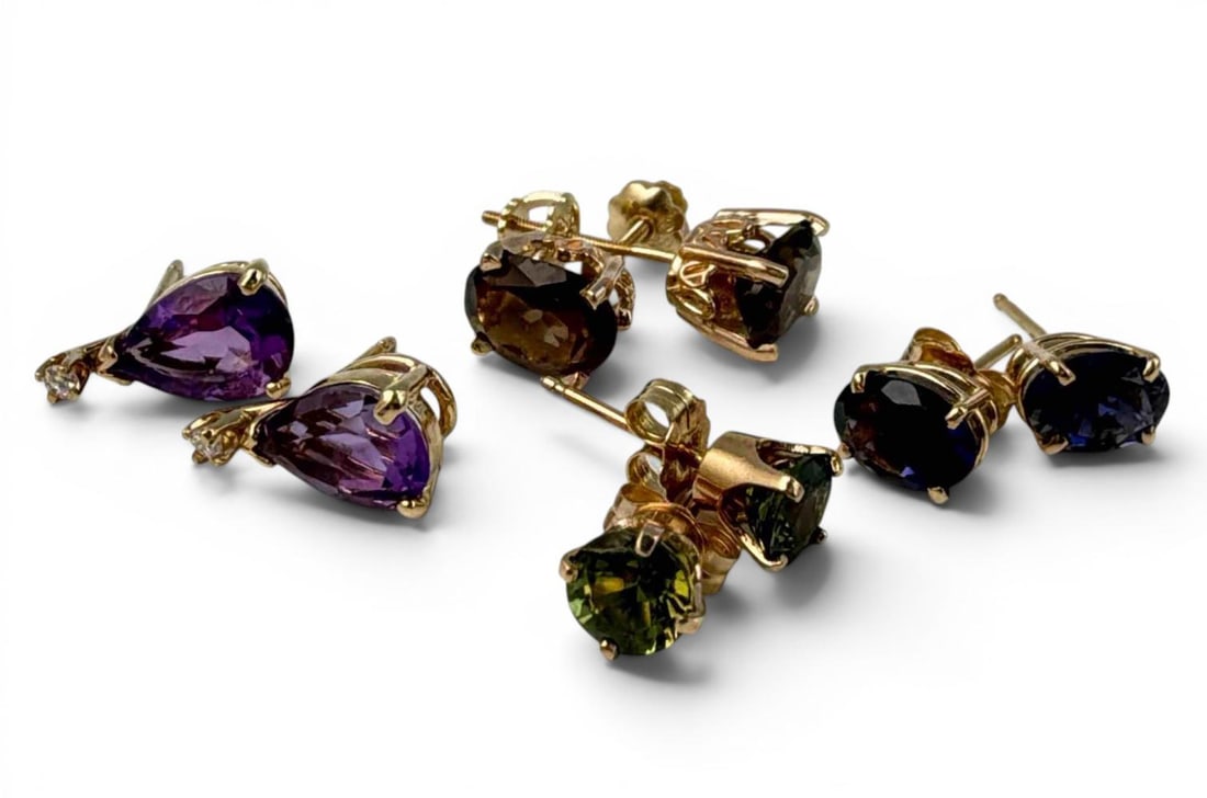 14K Gem Set Earrings - 8