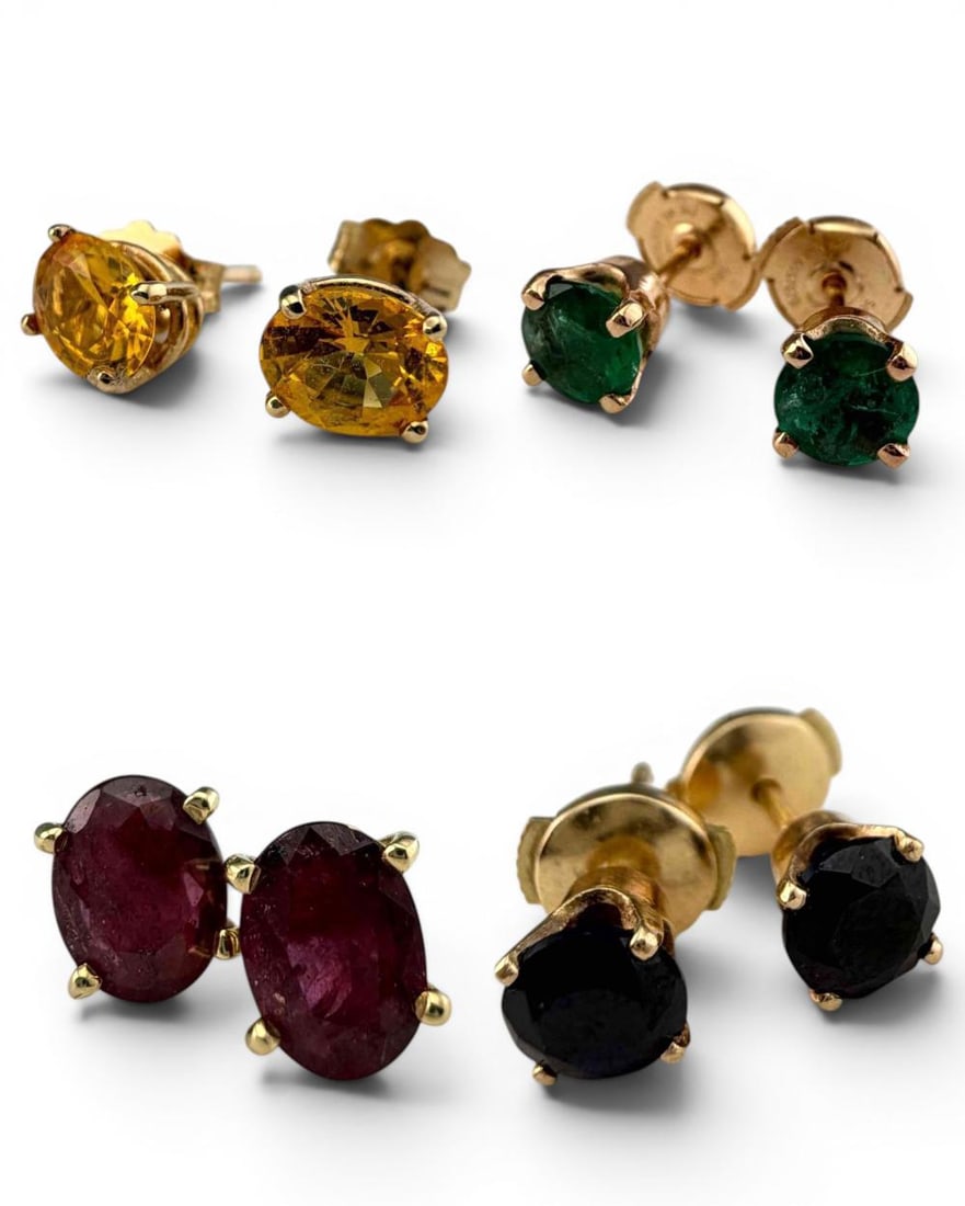 14K Sapphire, Ruby & Emerald Earrings (1 of 9)