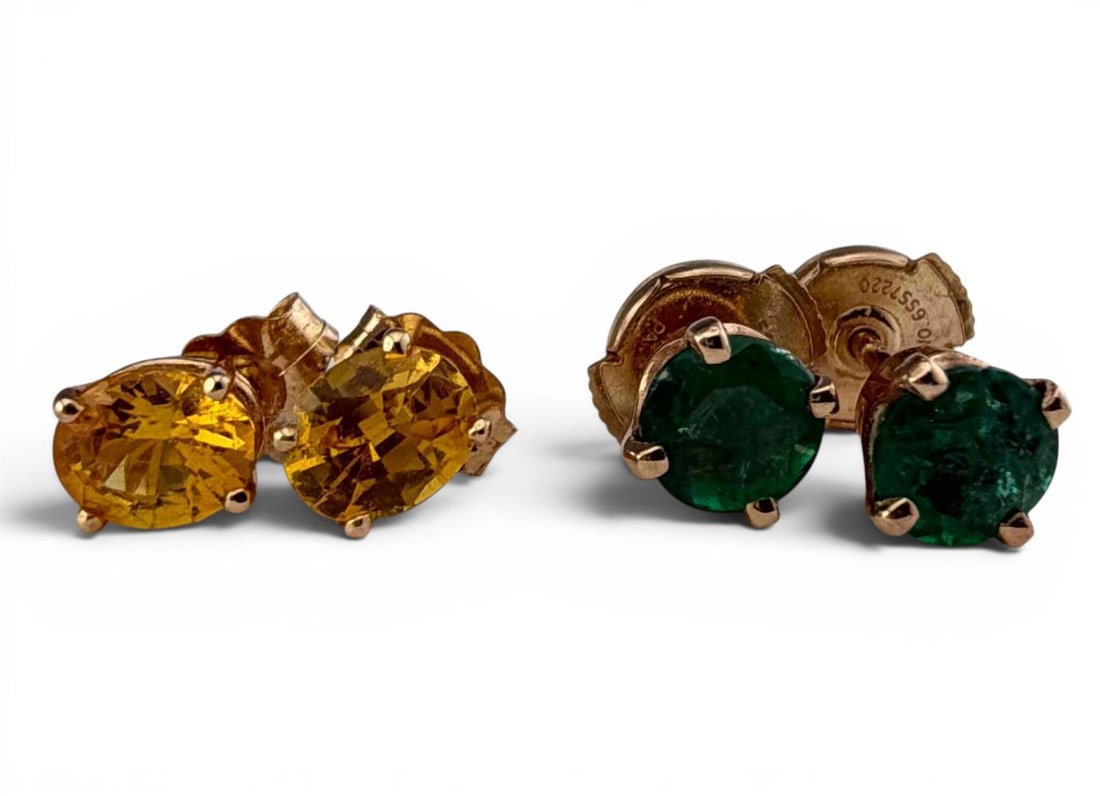 14K Sapphire, Ruby & Emerald Earrings - 2