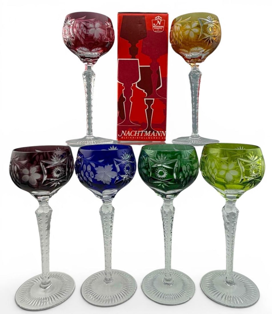 Set Of Six Nachtmann Cut To Clear Crystal Goblets (1 of 14)