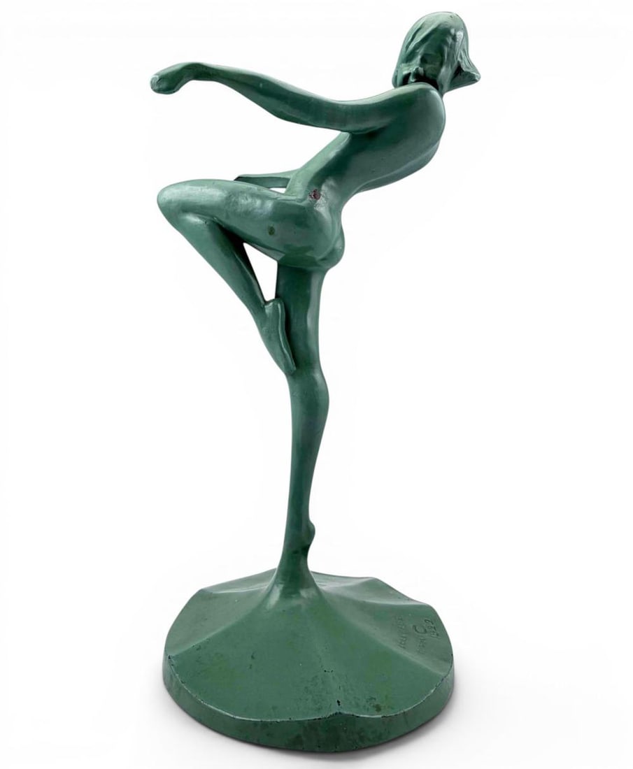 Frankart Art Deco Dancing Woman Figure: Frankart Art Deco Dancing Woman Figure. Marked "Frankart T-301 1922." Approximately 9.75H x 4.25W x 5.0D in. Provenance: From the collection of Louise Lyson Bulgheroni Forster, born in Monaco in 1896 