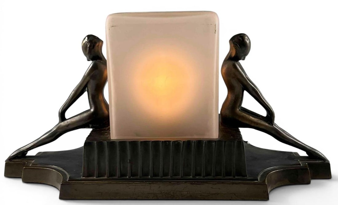 Frankart Art Deco Figural Cube Table Lamp, L254 (1 of 13)