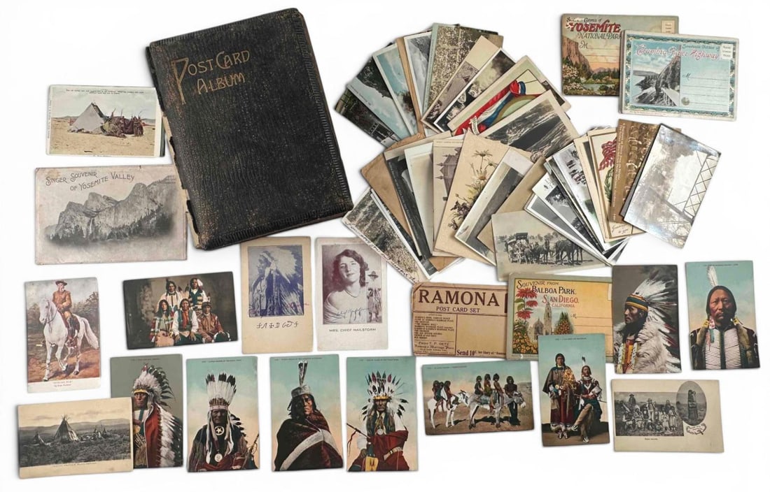 Antique Postcard Album With Postcards, Most California (1 of 15)