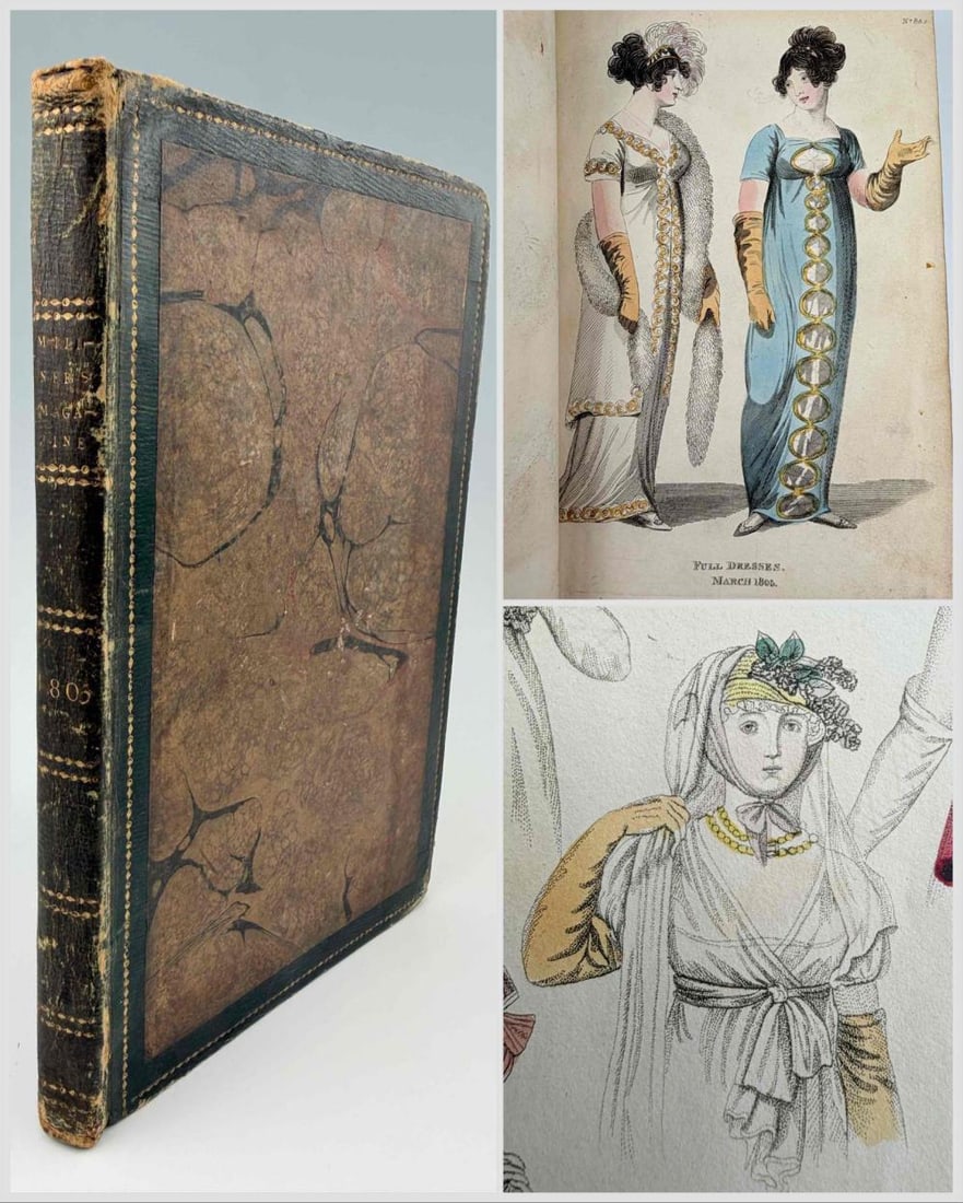 Milliner's Magazine, 1805, Hand Colored Fashion Engravings (1 of 19)