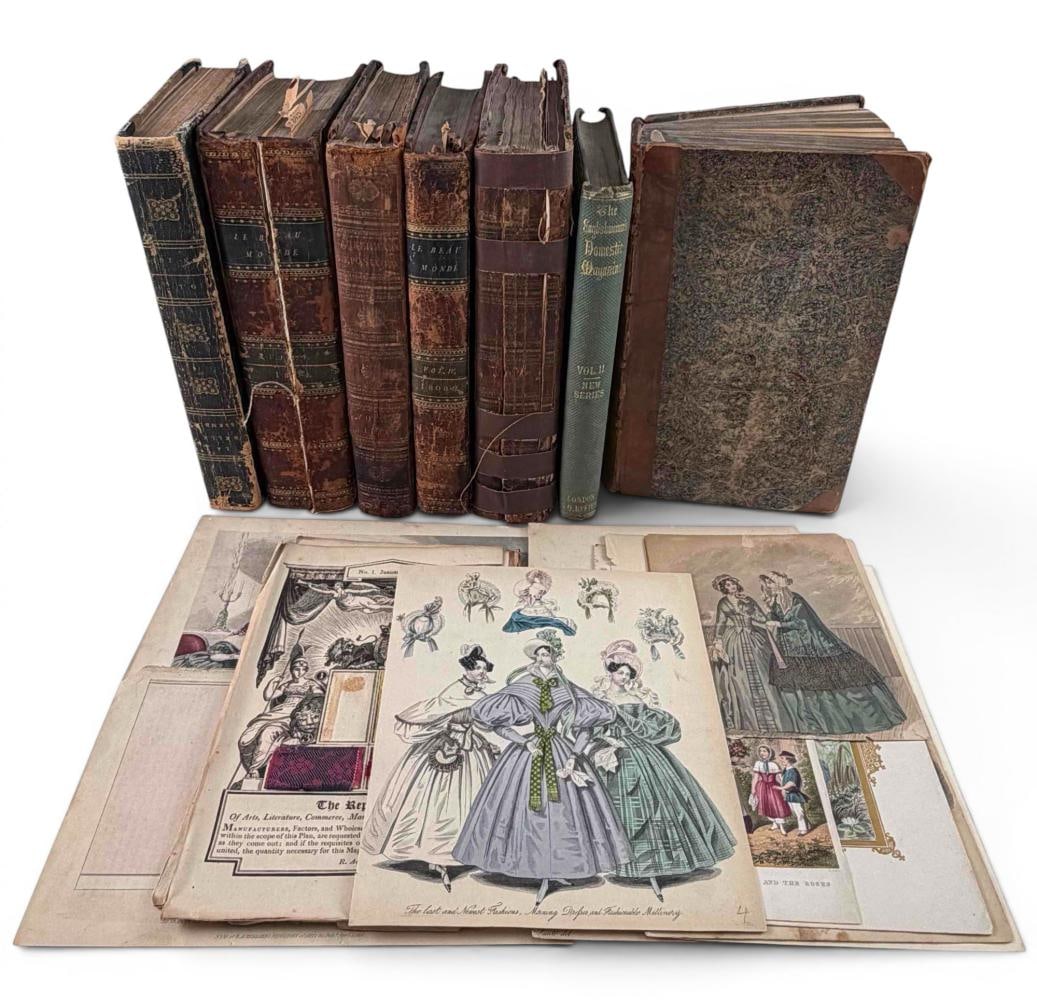 Grouping Of Regency Period Fashion & Culture Magazines, Including Ackerman's Repository: Grouping of Regency-era fashion, literary, and cultural magazines, including multiple volumes of Ackermann’s Repository of Arts, Literature, Commerce, Manufactures, Fashions and Politics. The lot in