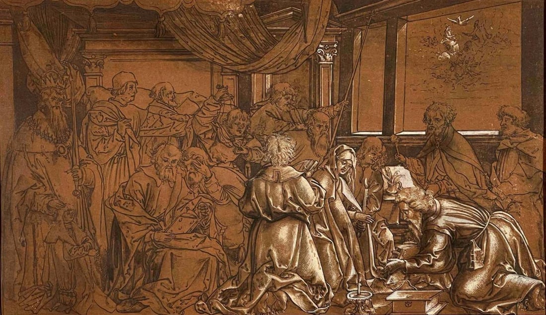 German Hand Painted Etching (1 of 8)