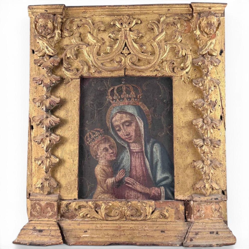 Madonna And Child, Continental School, 17th-18th C, Oil On Canvas In Ornate Gilt Frame (1 of 10)