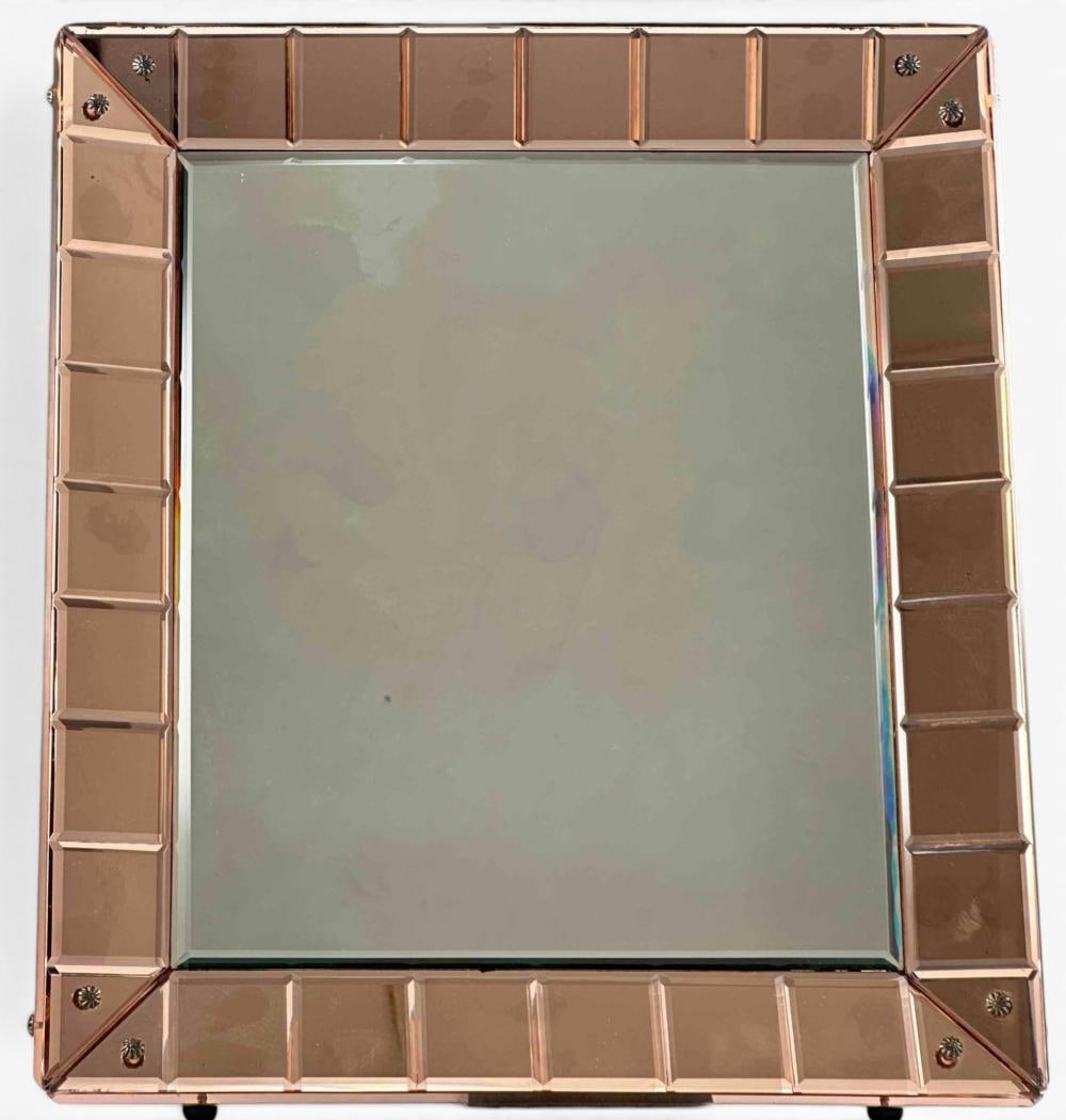 Hollywood Regency Pink Beveled Glass Wall Mirror (1 of 13)
