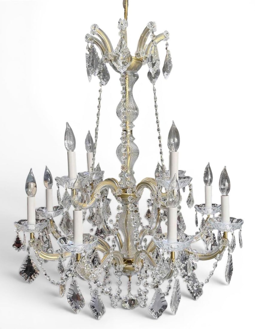 Large Waterford Style Twelve Light Crystal Chandelier (1 of 6)