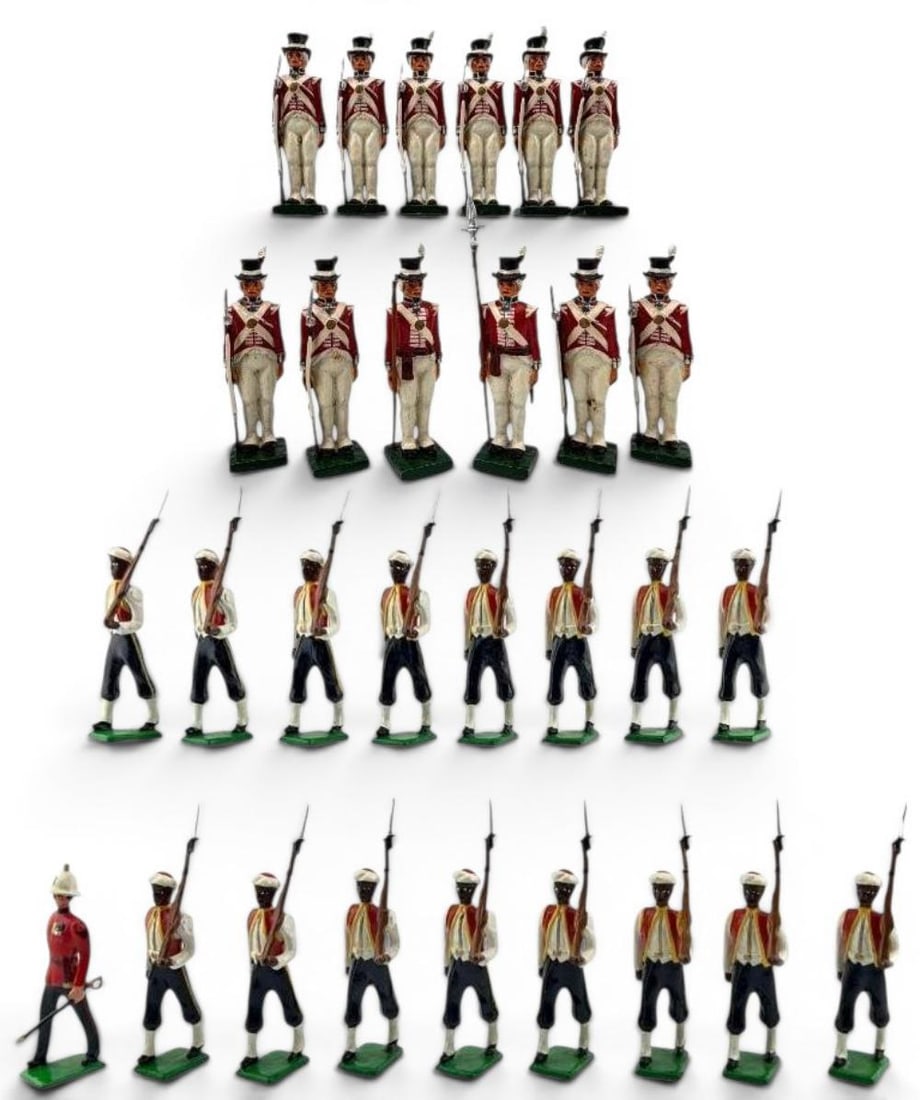 Mickey's House Of Soldiers British West Indian Regiment & British Infantry, Possibly Trophy: Includes Vintage Hand Painted Solid Metal Toy Soldiers, British Infantry, Possibly Trophy Miniatures, set of (12) and Mickey's House Of Soldiers British West Indian Regiment, 17 Pieces, 54mm. Approxim