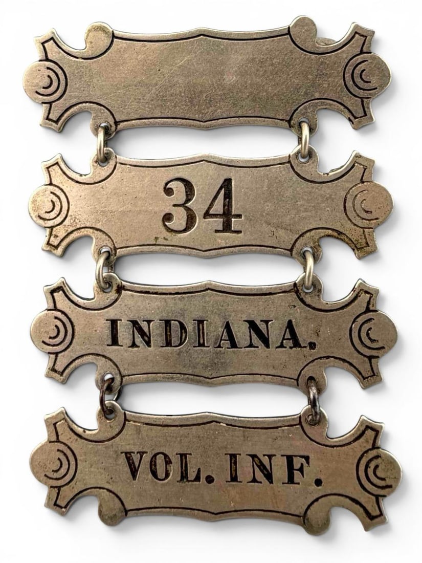Civil War-Related 34th Indiana Volunteer Infantry Ladder Badge (1 of 3)