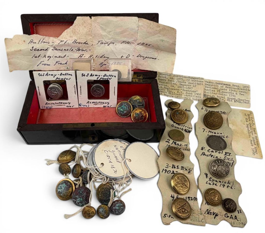 Collection Of U.S. & Foreign Military Buttons, Including Second Seminole War (1 of 19)