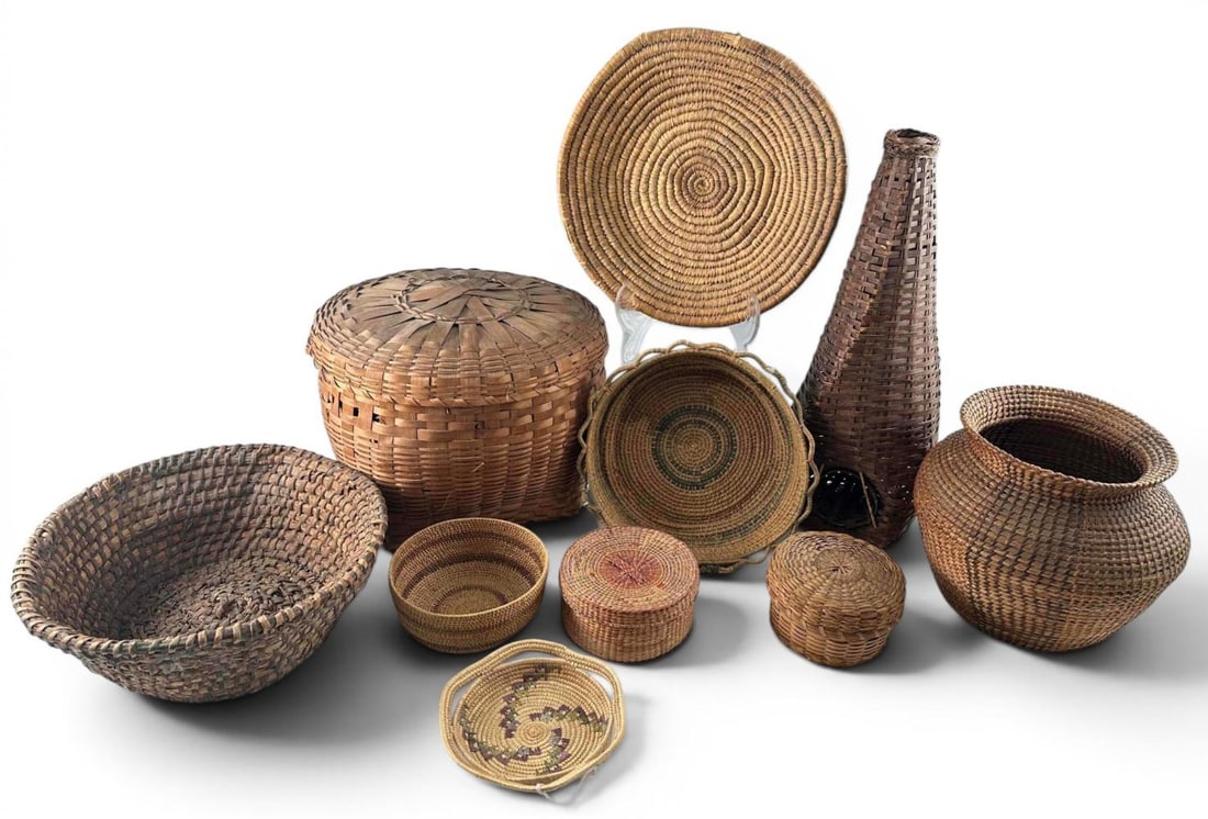 Global Collection Of Vintage Woven Baskets & Fish Trap (1 of 15)