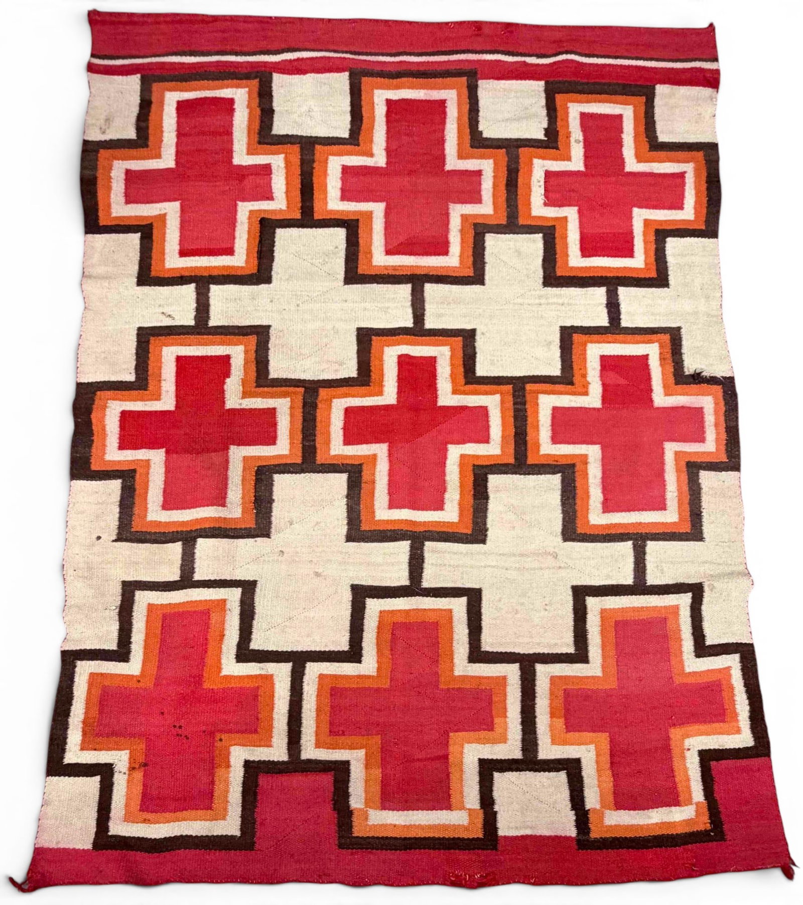 Transitional Period Navajo Blanket With Cross Motif, Ca. 1890 (1 of 16)
