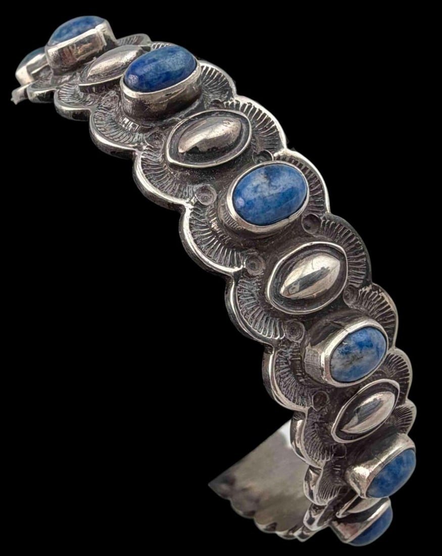 Donovan Cadman, Navajo Hand Stamped Sterling Silver Bracelet (1 of 5)