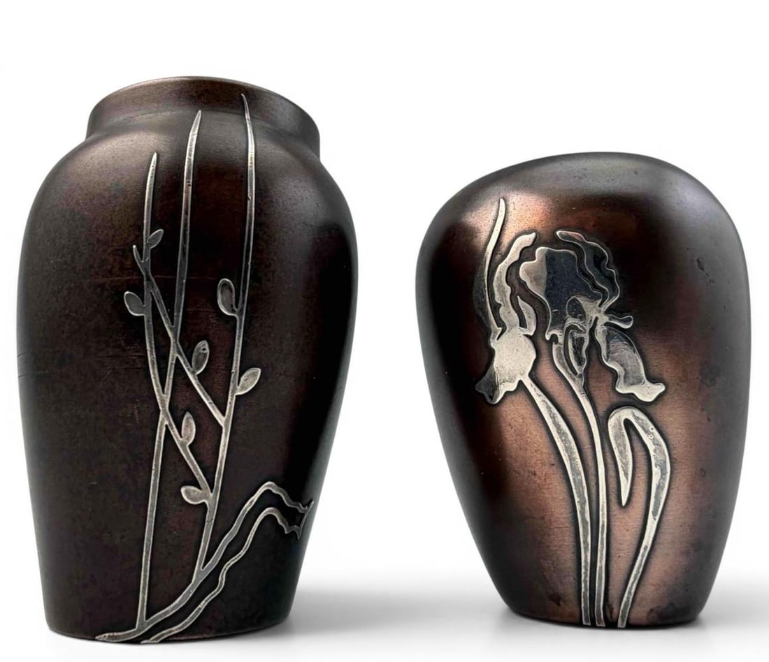 Two Heintz Arts & Crafts Sterling On Bronze Vases (1 of 11)