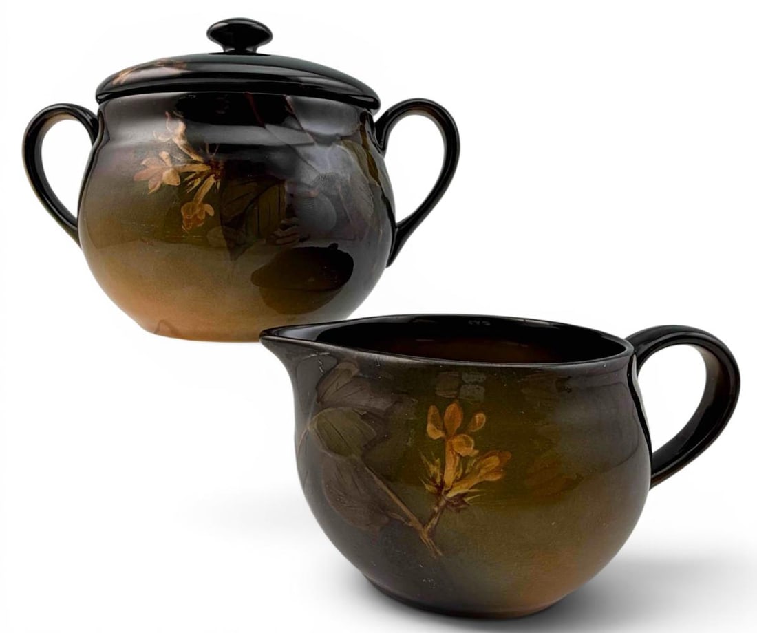 Rookwood Pottery Standard Glaze Floral Cream & Sugar Set, 1897 (1 of 19)