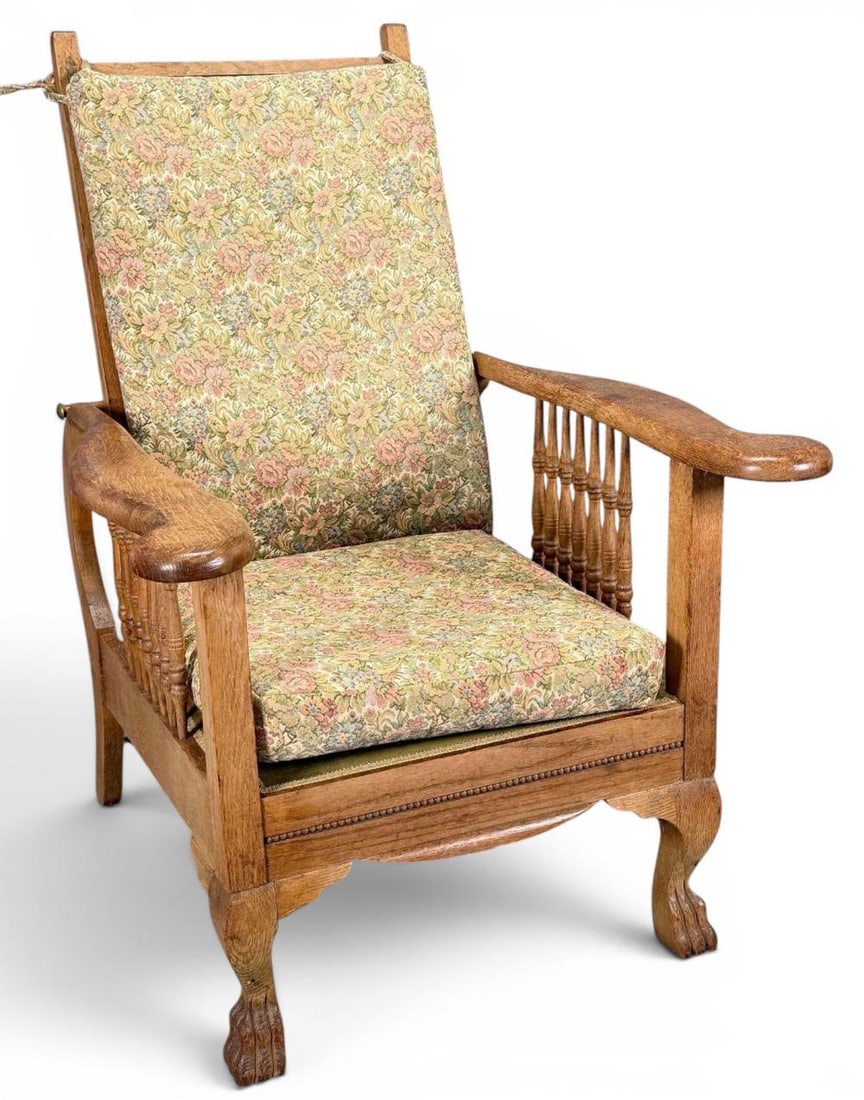 Antique Clawfoot Oak Morris Chair (1 of 14)