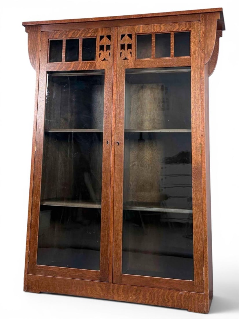 Antique Arts & Crafts Mission Oak Display Cabinet (1 of 13)