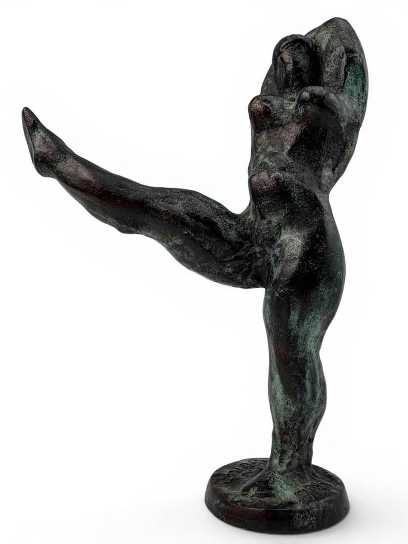 Nicolaas "Nic" Jonk (Dutch, 1928-1994), Dancer, Patinated Bronze Sculpture: Nicolaas "Nic" Jonk (Dutch, 1928-1994), Dancer, Patinated Bronze Sculpture. Signed at base, dated 1985. Approximately 6.0H x 4.37W x 1.75D in.