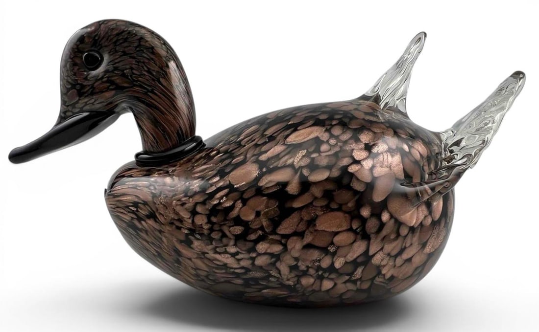 Murano Art Glass Duck Figure: Murano Art Glass Duck Figure. Approximately 13.5L x 5.75W x 6.25H in.