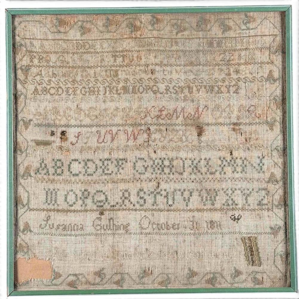 Sewing Sampler With Strawberry Border, 1811 (1 of 8)