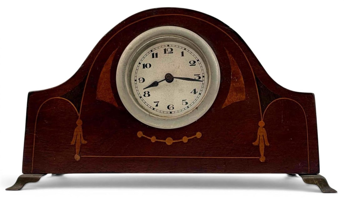 Edwardian Marquetry Inlaid Mahogany Mantel Clock (1 of 8)