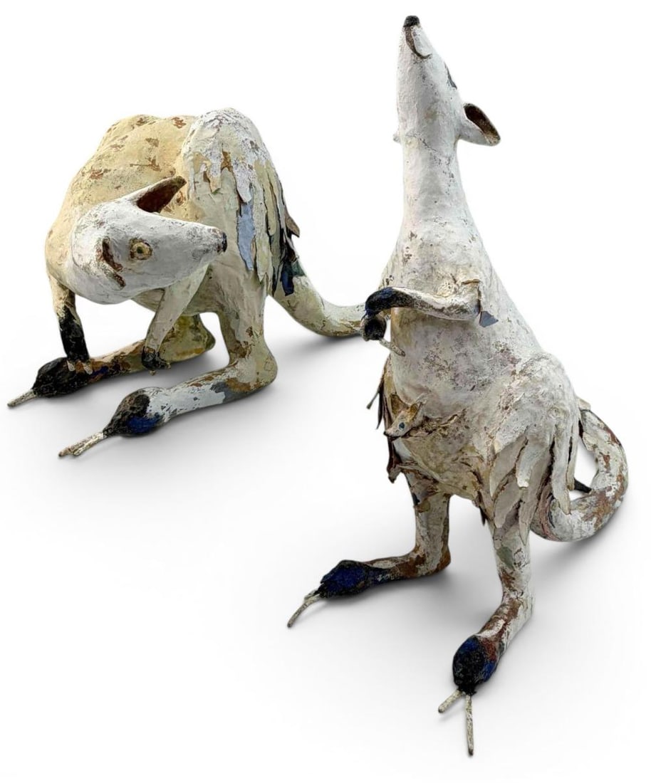Pair Of Folk Art Papier Mache Kangaroo Figures (1 of 18)