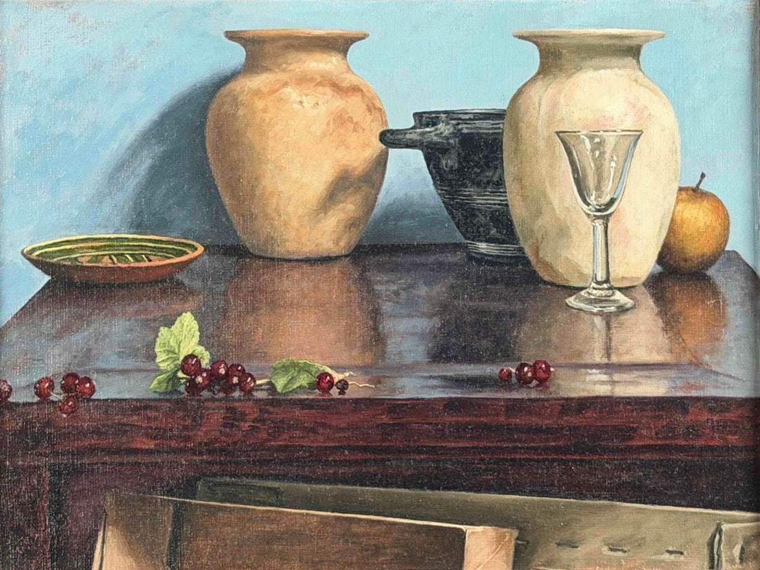 Donna Cehrs (California, Contemporary), Still Life With Stoneware Pottery, Oil On Linen (1 of 11)