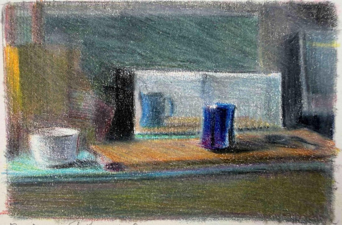 Darien Payne (American, 20th C.) "2 Cups & A Toaster," Still Life, Colored Pencil On Paper (1 of 7)