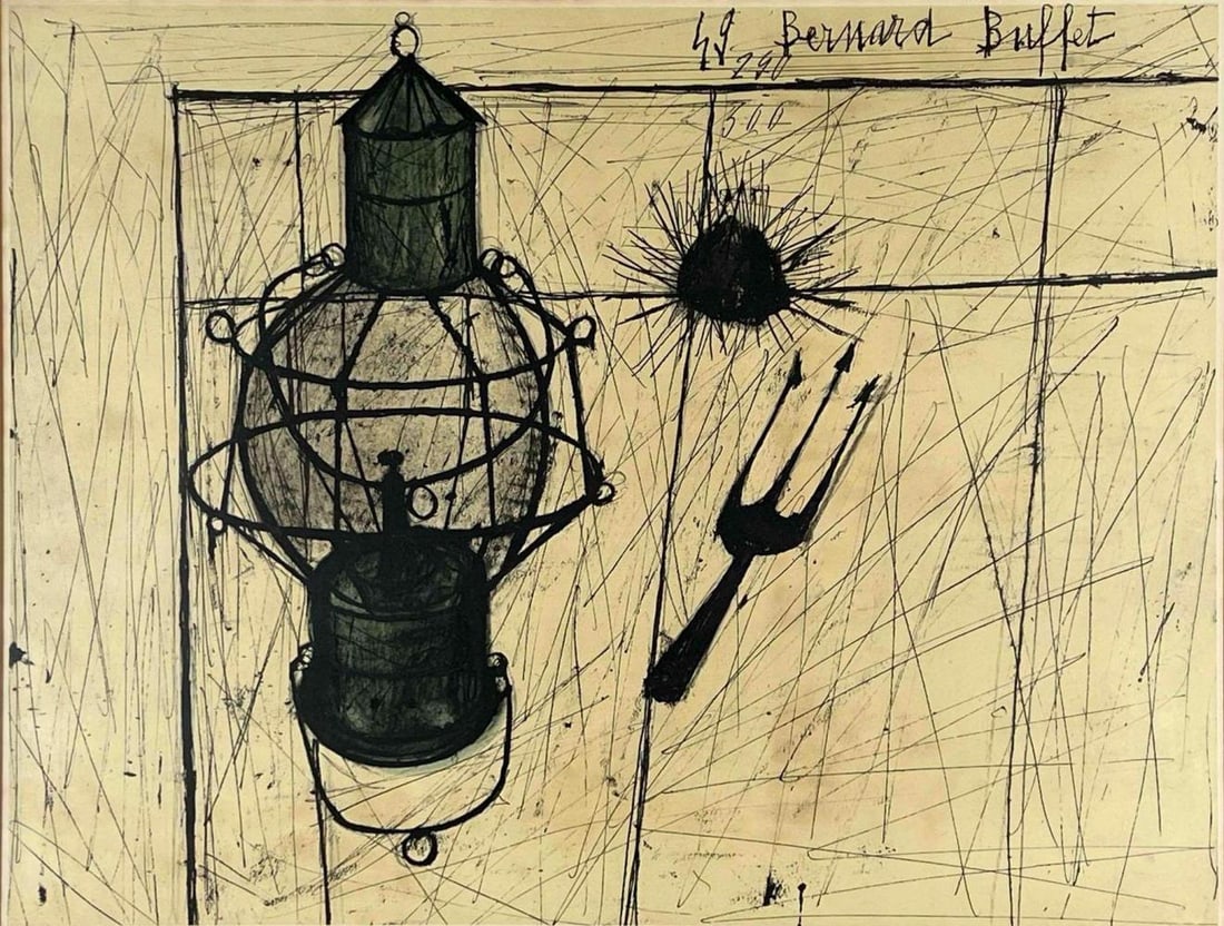 Bernard Buffet (French, 1928-1999), Lampe Tempete (Storm Lamp), Original Lithograph (1 of 9)