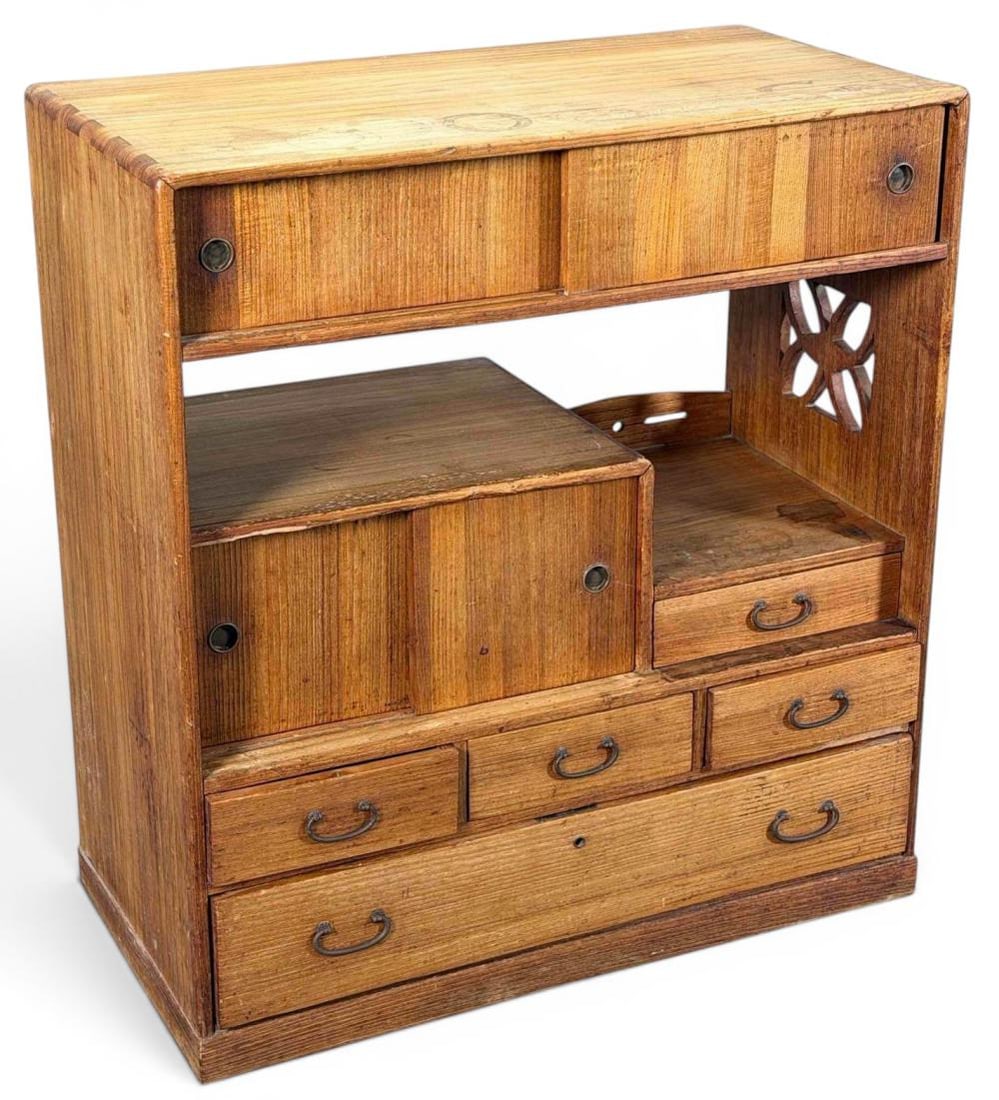 Small Japanese Tansu Cabinet With Sliding Doors And Drawers (1 of 12)