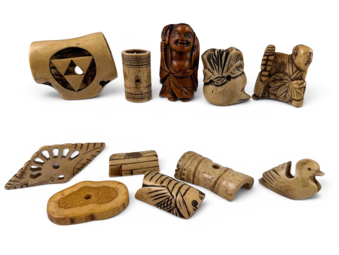 Grouping Of Japanese Stag Antler Netsuk And Ornaments (1 of 9)